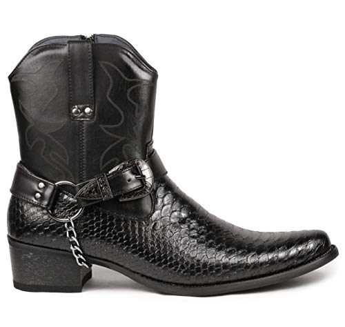 Diego-01 Men's Belt Buckle Chain Strap Western Cowboy Boots