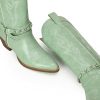 41tHjOBdRCL.jpg Cowboy Boots for Women with Chain, Pointy Toe Chunky Heel Women's Riding Boots with Embroidered, Pull on Style Western Boots,