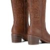Cowboy Boots for Women Cowgirl Western Boots Fashion Embroidery Stitched Chunky Heel Mid Calf Boots