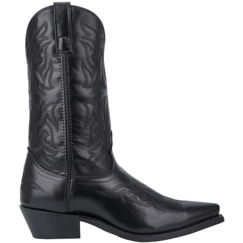 Mens Hawk Embroidered Snip Toe Casual Boots Mid Calf - Black