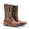 Cowboy Boots For Men with Wide Square Toe Western Retro Boot Durable Classic Fashionable Embroidered Pull On Slip Resistant