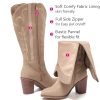Women's Extra Wide Calf Cowboy Knee High Boots，Wide Width Cowgirl Boots Chunky Pump Heel Plus Size Western Tall Boots.
