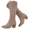 Women's Slouchy Knee High Boots with Chunky Heel, Pointed Toe, Comfortable and Fashionable Fall Winter Boots for Women.