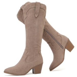 Women's Slouchy Knee High Boots with Chunky Heel, Pointed Toe, Comfortable and Fashionable Fall Winter Boots for Women.