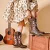 Kids Cowgirl Boots for Girls Western Square Toe Girls Sparkle Boots Zipper Mid Calf Low Heel Horse Riding for Toddler Little Big
