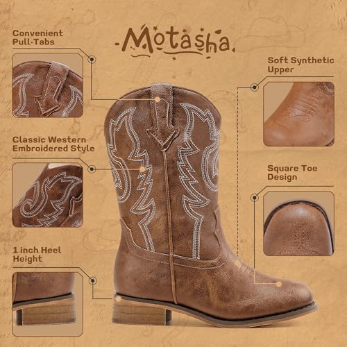 Girls Cowgirl Boots Unisex-Child Mid Calf Glitter Toddler Cowboy Boot Little Big Kids Western Riding Shoes