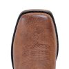 Cowboy Boots For Women Square Toe Wide Western Boots Mid Calf Cowgirl Boots Pull On Embroidered Brown Cowboy Boots