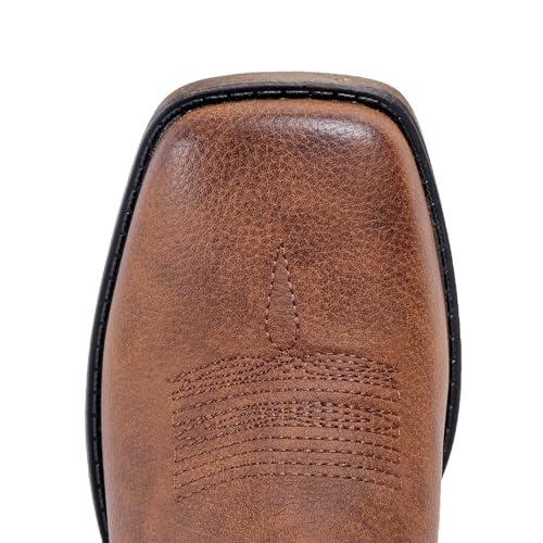 Cowboy Boots For Women Square Toe Wide Western Boots Mid Calf Cowgirl Boots Pull On Embroidered Brown Cowboy Boots