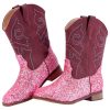 Girls Cowboy Boots Kids Cowgirl Western Boot Glitter Round Toe with Walking Heel for Toddler/Little Kid/Big Kid