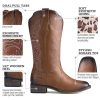 Cowgirl Boots Cowboy Boots for Women Square Toe Mid Calf Western Boots Ladies Fashion Boots with Chunky Heel