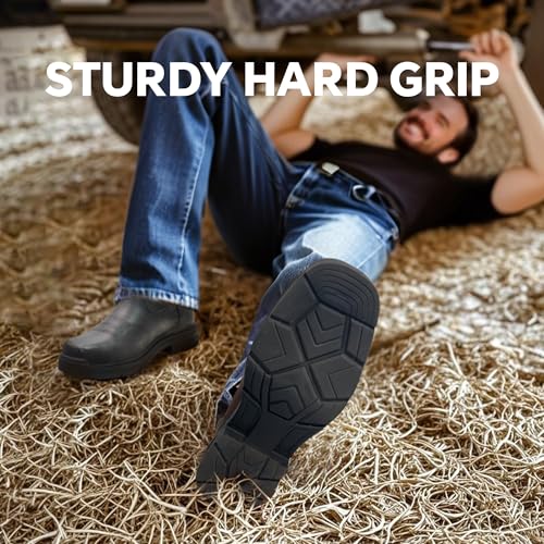 Cowboy Work Boots for Men Waterproof Square Toe Leather Western Boots Puncture Resistant Indestructable Steel Toe Safety Boots