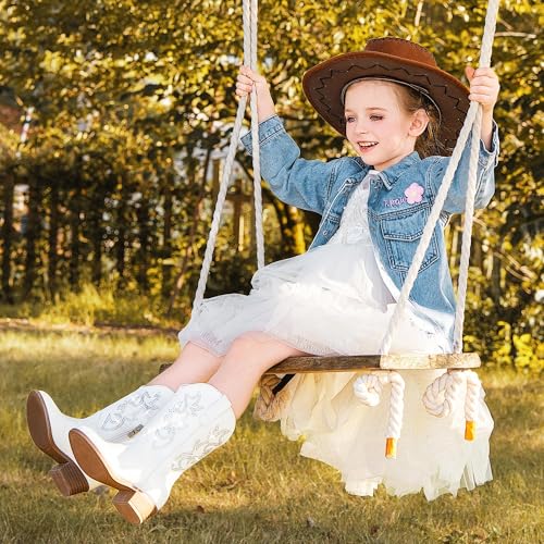 Cowboy Boots for Girls - Pointed Toe Kids Cowgirl Boots - Mid Calf Western Youth Boots for Toddler to Big Kids - Horse Riding &
