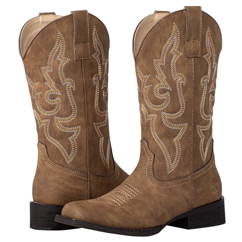 Square Toe Cowboy Boots for Women Cowgirl Boots Wide Calf Riding Western Boots