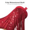 Rhinestone Cowboy Boots for Women, Sparkly Cowgirl Boots with Pointed Toe, Fringe Womens Western Boots Chunky Heel for Concert