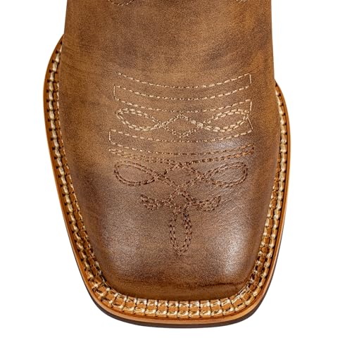 Women's Extra Wide Calf Cowboy Boots Square Toe – Pull-On Western Boots for Thick Calves, Stretch Comfort & Removable Insole,