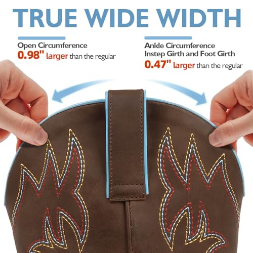 51Vao205bmL.jpg Wide Width Cowboy Boots for Women Square Toe Cowgirl Boots Wide Calf