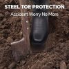 Cowboy Work Boots for Men Waterproof Square Toe Leather Western Boots Puncture Resistant Indestructable Steel Toe Safety Boots