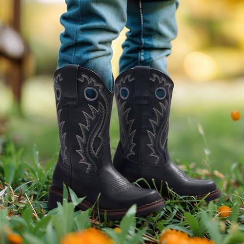 Boys Cowboy Boots Kids Western Boots Square Toe Girls Cowgirl Boots for Toddler/Little Kid/Big Kid