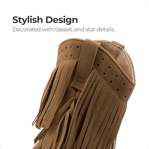Girls Cowboy Boots with Tassel Fringe Cowgirl Boots Kids Western Boots Stylish & Comfortable