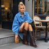 Cowboy Boots for Women Retro Square Toe Side Zipper Block Chunky Heel Tassel Country Concert Outfits Calf Western Cowgirl Boots