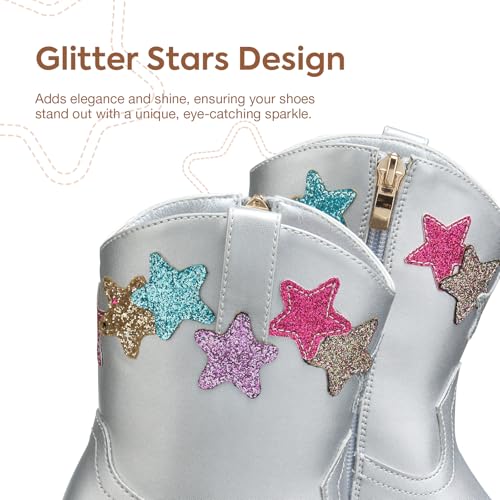 Toddler Cowboy Boots Cowgirl Boots for Girls Little Kids Western Booties with Side Zipper Round Toe Horse Riding Shoes with