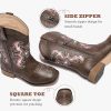 Kids Cowgirl Boots for Girls Western Square Toe Girls Sparkle Boots Zipper Mid Calf Low Heel Horse Riding for Toddler Little Big