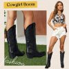 Cowboy Boots for Women Wide Calf - Cowgirl Boots with Pointed Toe and Chunky Heel for All-Day Comfort | Perfect for Country