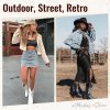 Women's Cowboy Boots, Western Cowgirl Mid-Calf Pull on Round Toe Embroidered Country Boots with Inside Zipper