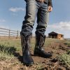 Cowboy Boots for Men Square Toe Embroideried Western Boots Traditional Country Boots Durable Work Boots