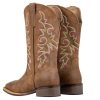 Women's Extra Wide Calf Cowboy Boots Square Toe – Pull-On Western Boots for Thick Calves, Stretch Comfort & Removable Insole,
