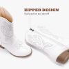 Cowgirl Boots for Little Girls Mid Calf Pointed Toe Kid Cowboy Boots Side Zipper Classic Embroidered Western Boots Horse Riding