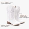 Cowgirl Boots for Little Girls Mid Calf Pointed Toe Kid Cowboy Boots Side Zipper Classic Embroidered Western Boots Horse Riding