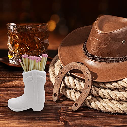 Cowboy Boot Ceramic Match Holder with Built-in Striker - Rustic Western Home Decor - Vintage Farmhouse Aesthetic-Kitchen,