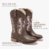 Kids Cowgirl Boots for Girls Western Square Toe Girls Sparkle Boots Zipper Mid Calf Low Heel Horse Riding for Toddler Little Big