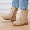 Toddler Girls Cowboy Cowgirl Boots Little Kids Pointed Toe Western Boots Mid Calf Side Zipper Riding Shoes for All Seasons
