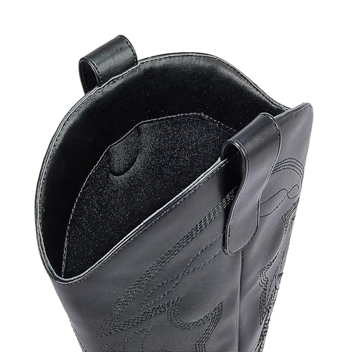 51zS7NzzyvL.jpg Women's Cowboy Boots Wide Calf Knee High with Zip Classic Chunky heel for Girls Ladies Fall Winter
