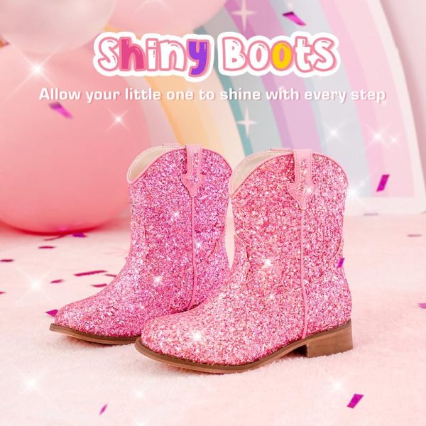 Toddler Cowgirl Boots Glitter Girls Cowboy Boots Ankle Toddler Boot Little Kid Western Horse Riding Shoes Party Birthday Dress