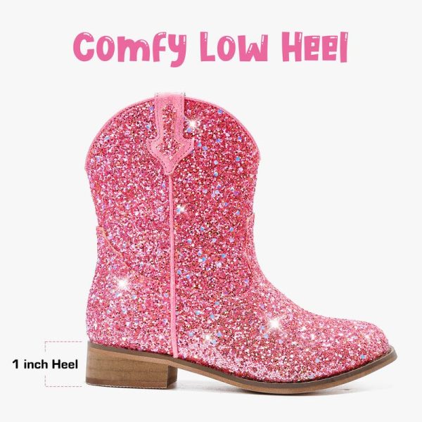 Toddler Cowgirl Boots Glitter Girls Cowboy Boots Ankle Toddler Boot Little Kid Western Horse Riding Shoes Party Birthday Dress