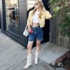 Rollda Cowboy Boots for Women Western Cowgirl Boots with Chunky Heel Ladies Snip Toe Mid-Calf Boots